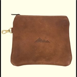 NWOT Steurer & Jacoby handmade leather pouch with tartan lining, made in USA.